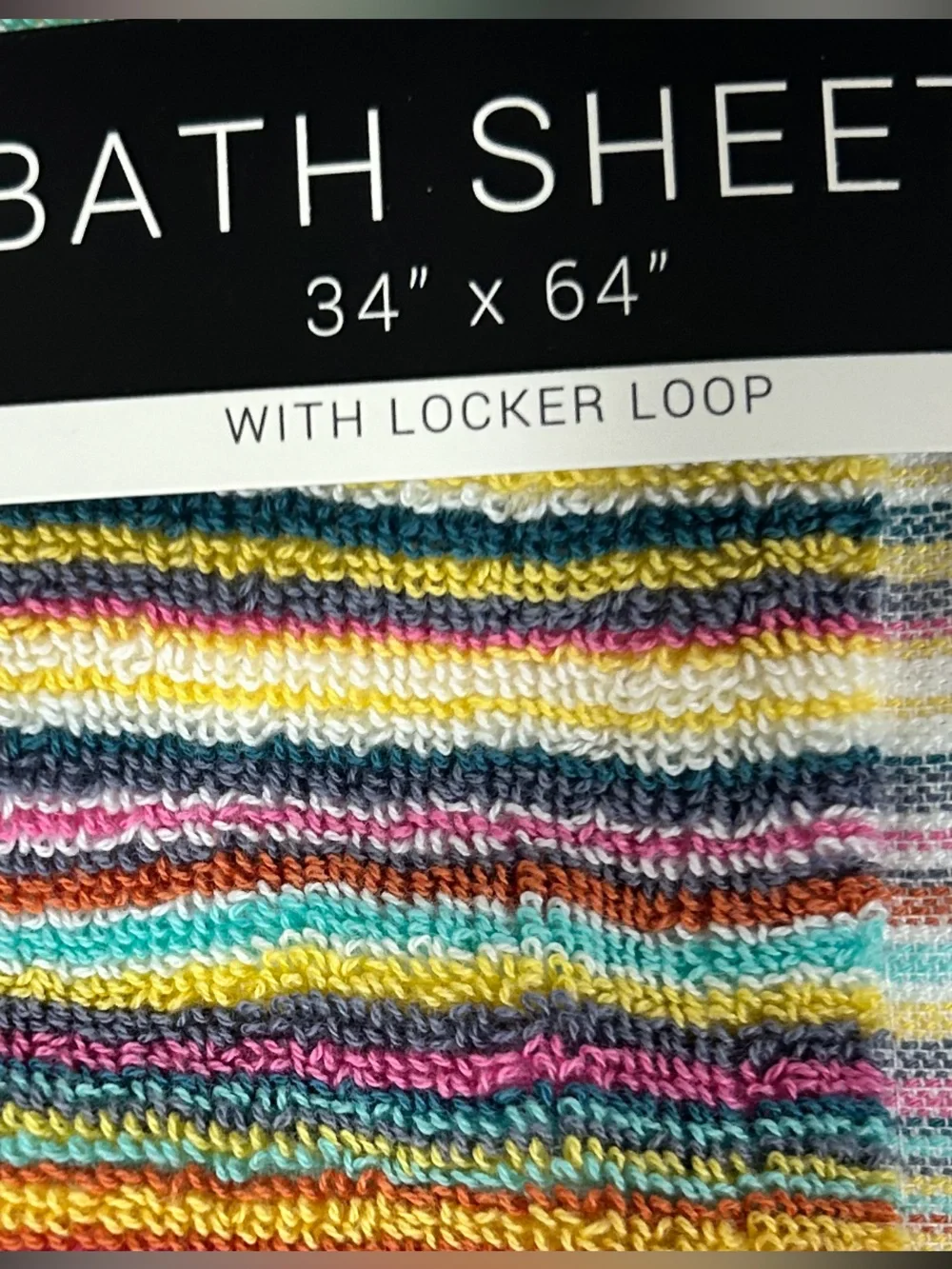 Rachel Zoe Rainbow Striped Bath Sheets with Locker Loop Set of 2 New 34”x64”